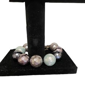 Faceted Beaded Bracelet with Heart Toggle Closure